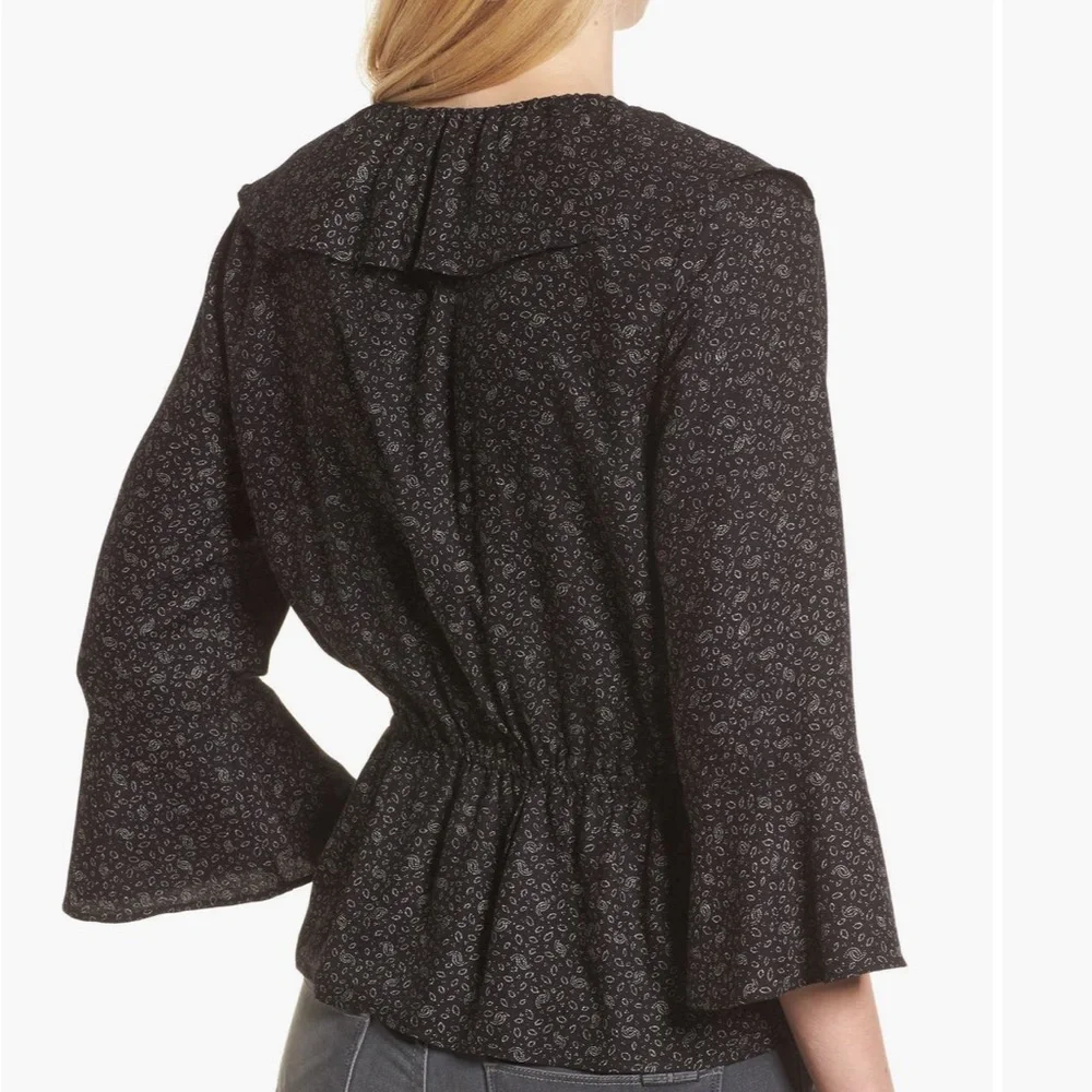 HINGE Print Cascade Ruffle Top - Picture 2 of 9